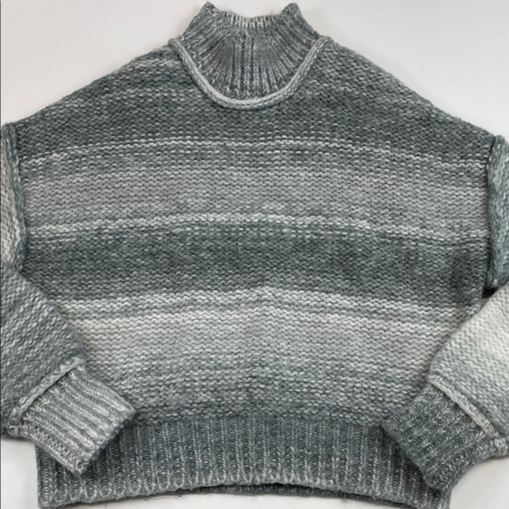 Rachel Zoe Gray Ombré Knit Mock Neck Sweater Women Size S
